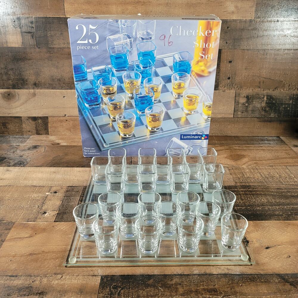 Checker Shot Glass Set by Luminarc 25 Piece NEW! Square - Drinking Games! Shots!